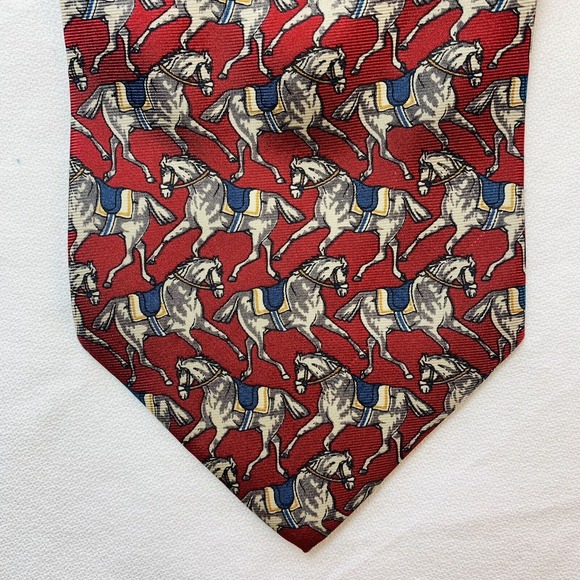 Beaufort Necktie Silk Tie Rack Horses Retro Italy Made Vintage Equestrian Riding - Picture 3 of 7